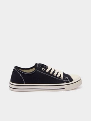 Women's Cotton On Black Harlow Lace Up Plimsoll Sneakers