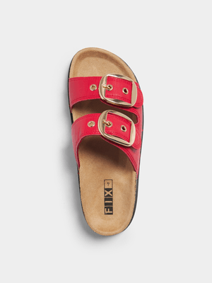 Women's Red Pleather Sandal