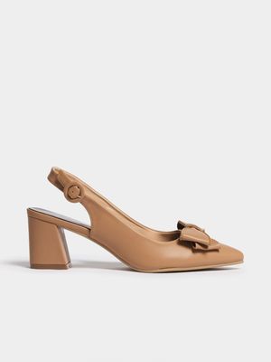 Jet Women's Nude Bow Sling Block Heels