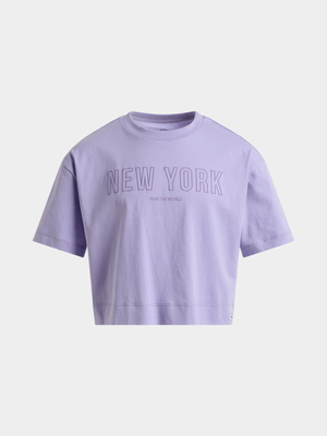 Girls TS Boxy Graphic Crop Lilac Tee