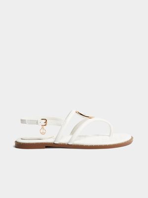 Luella Stud Embossed Flat Thong Sandals