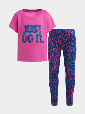 Girls Toddler Nike Veneer Leggings Pink/Purple Set