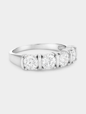 Sterling Silver Cubic Zirconia Bold Half Eternity Ring