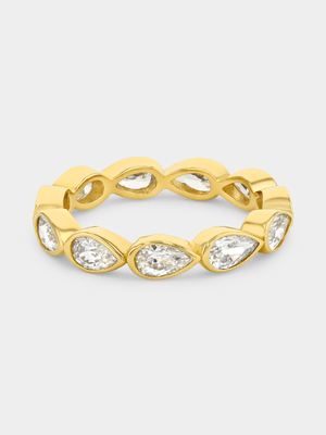 Gold Plated Sterling Silver Cubic Zirconia Pear Eternity Ring