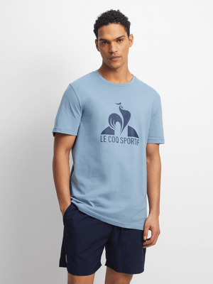 Mens Le Coq Sportif Graphic Faded Denim Tee