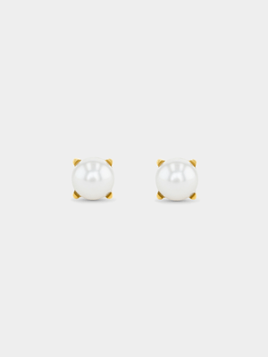 Gold Plated Stainless Steel Pearl Studs