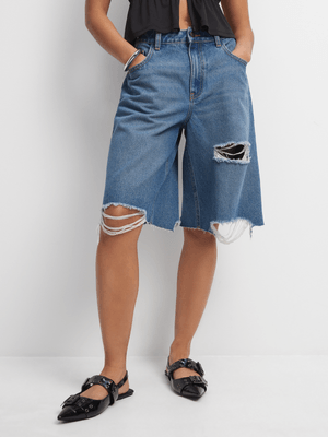 Women's Medium Wash Rip & Repair Jorts