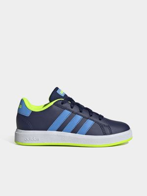 Junior adidas Grand Court Blue/Lime Sneaker