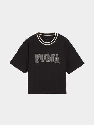 Womens Puma Squad Graphic Black Tee