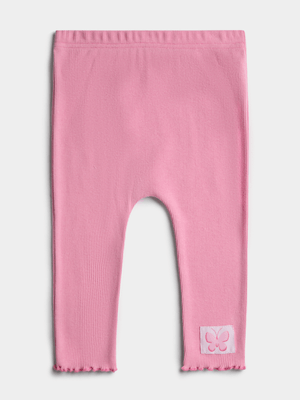 Jet Infant Girls Pink Rib Leggings