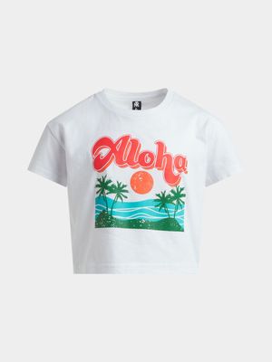 Jet Older Girls White Aloha Boxy T-Shirt