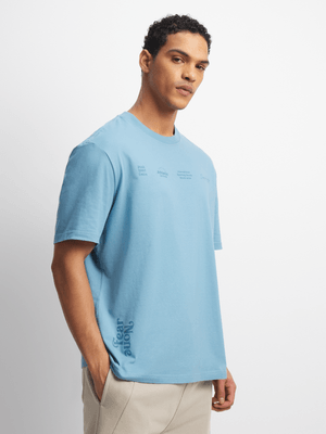 Mens TS Fear None Graphic Dusty Blue Tee