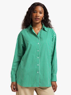 Women's Green Striped Shirt