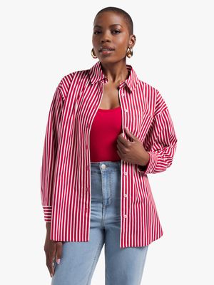 Women's Red & White Striped Shirt