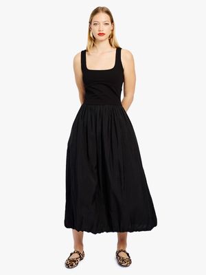 Women's Me&B Black Sheer Lined Balloon Combo Dress