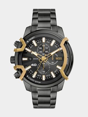 Diesel Griffed Gunmetal Plated Stainless Steel Chronograph Bracelet Watch