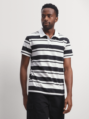 Men's Black & White Striped Golfer