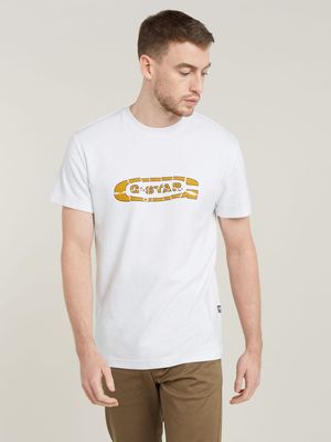 G-Star Men's Destroyed Old Skool Logo White T-Shirt