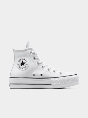 Womens Converse Chuck Taylor All Star Leather White Platform Sneakers