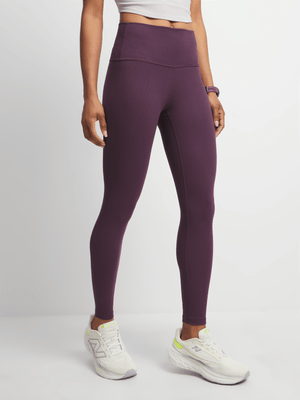 Womens New Balance Ribbed Purple Leggings