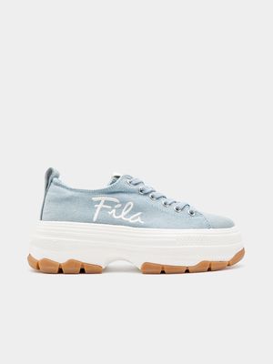 Womens Fila Reese Light Denim/Gum Sneakers