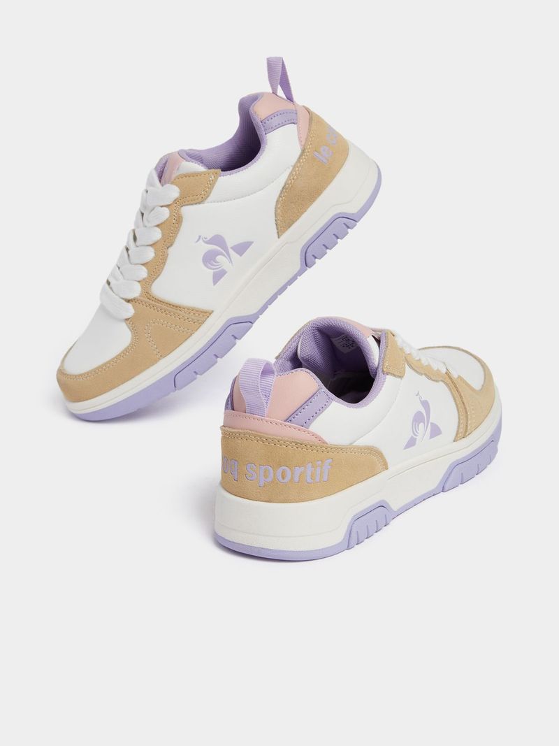 Womens Le Coq Sportif Cholet White Tan Purple Sneakers Bash