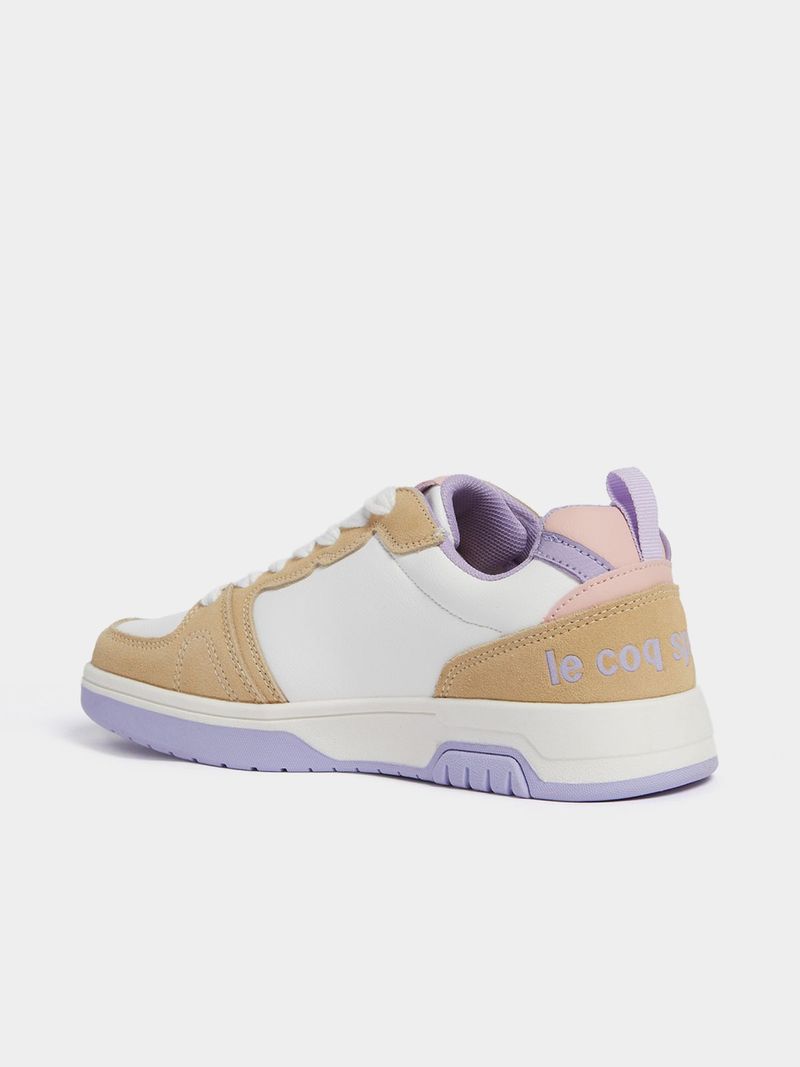 Womens Le Coq Sportif Cholet White Tan Purple Sneakers Bash