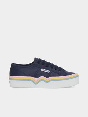 Womens Superga Nylon Navy/Pink/Yellow Low Sneakers