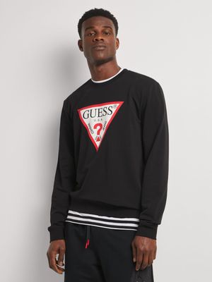 Men's Guess Jet Black  Audley Fleece Sweatshirt