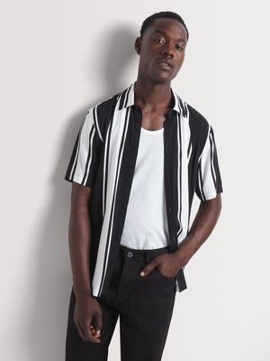 Men's Markham Stripe Viscose Black/White Shirt