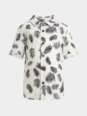 Jet Younger Boys Black/White Palm Leaf Shirt