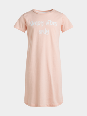 Jet Younger Girls Orange Sleepy Vibes Only Sleep Shirt