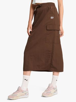 Puma Women's Downtown Brown Cargo Midi Skirt