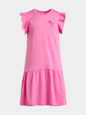 Jet Younger Girls Pink Frill Dress