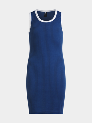 Jet Older Girls Blue Ribbed Dress