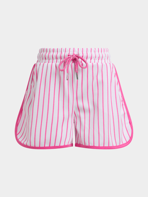 Jet Younger Girls White/Pink Shorts