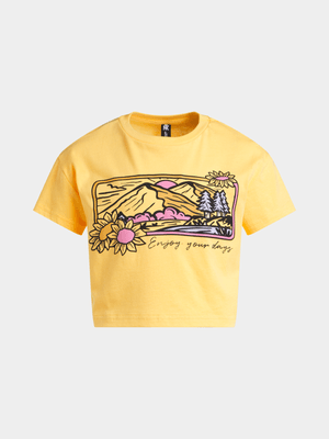 Jet Older Girls Yellow Graphic Boxy T-Shirt