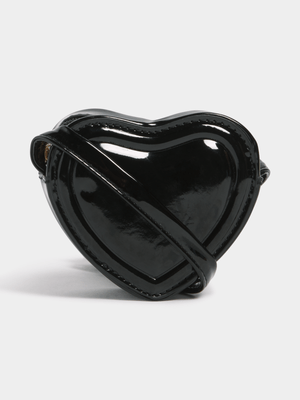 Jet Older Girls Black Heart Shaped Cross Body Bag