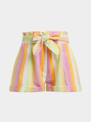 Jet Younger Girls Multicolour Stripe Linen Shorts