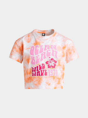 Jet Older Girls Orange Tie Dye Boxy T-Shirt