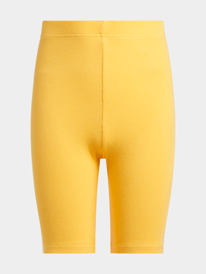 Jet Younger Girls Yellow Ribbed Cycle Shorts