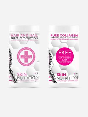 Skin Nutrition Hair and Nail Super Prescription Capsules with FREE Collagen Granules Combo.