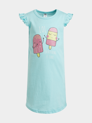 Jet Younger Girls Mint Blue Ice Cream Sleep Shirt