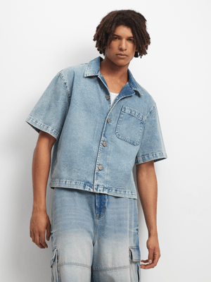 Men's Light Wash Boxy Denim Shirt