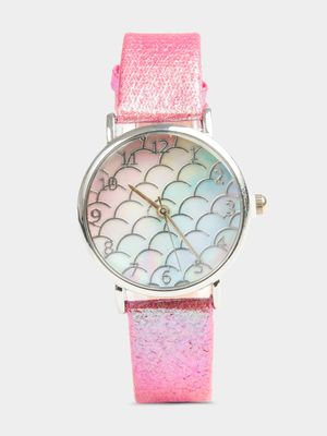 Girl's Pink Glitter Watch