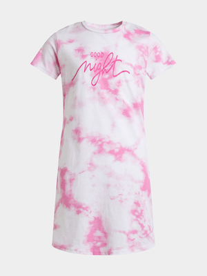 Jet Younger Girls Pink/White Tie Dye Sleep Shirt