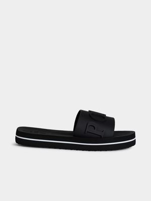 Women's Polo Black Platform Convexed Pool Sandals