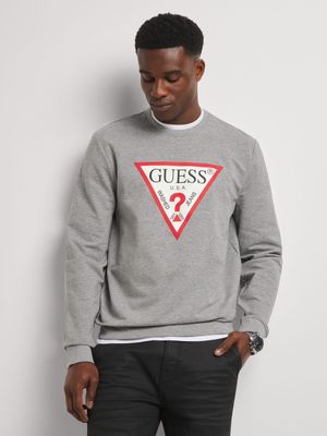 Men's Guess Grey Audley Marble Heather Fleece Sweatshirt