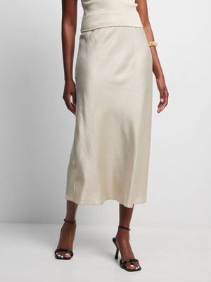 Women's Nude Satin Slip  Skirt