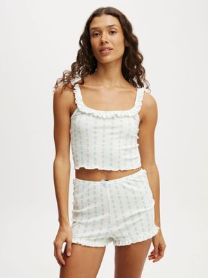 Women's Cotton On Blue Rib Ruffle Cami Top